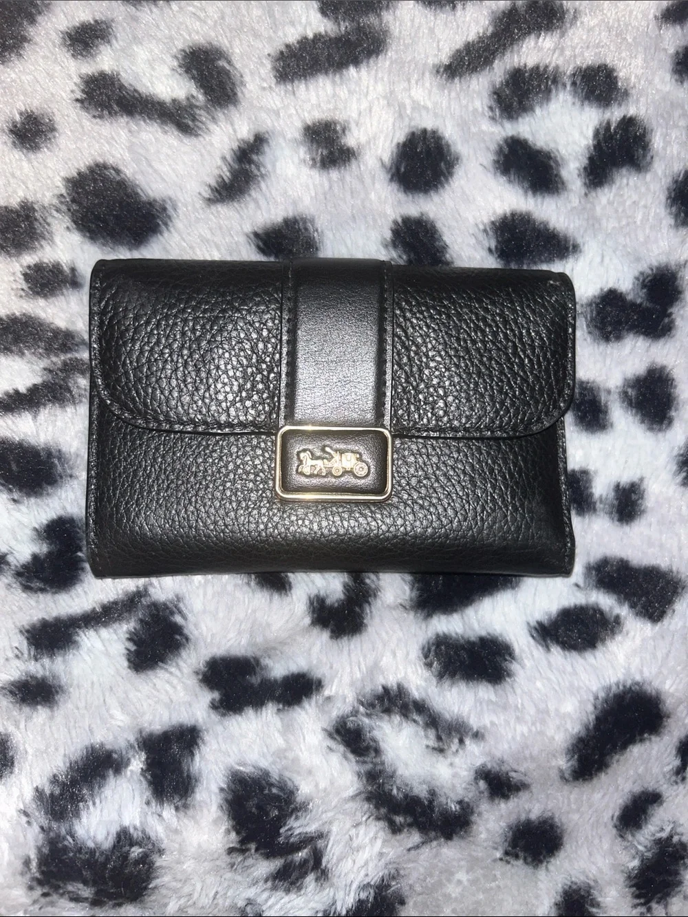 Coach Black Pebbled Leather Wallet with Gold Tone Logo
